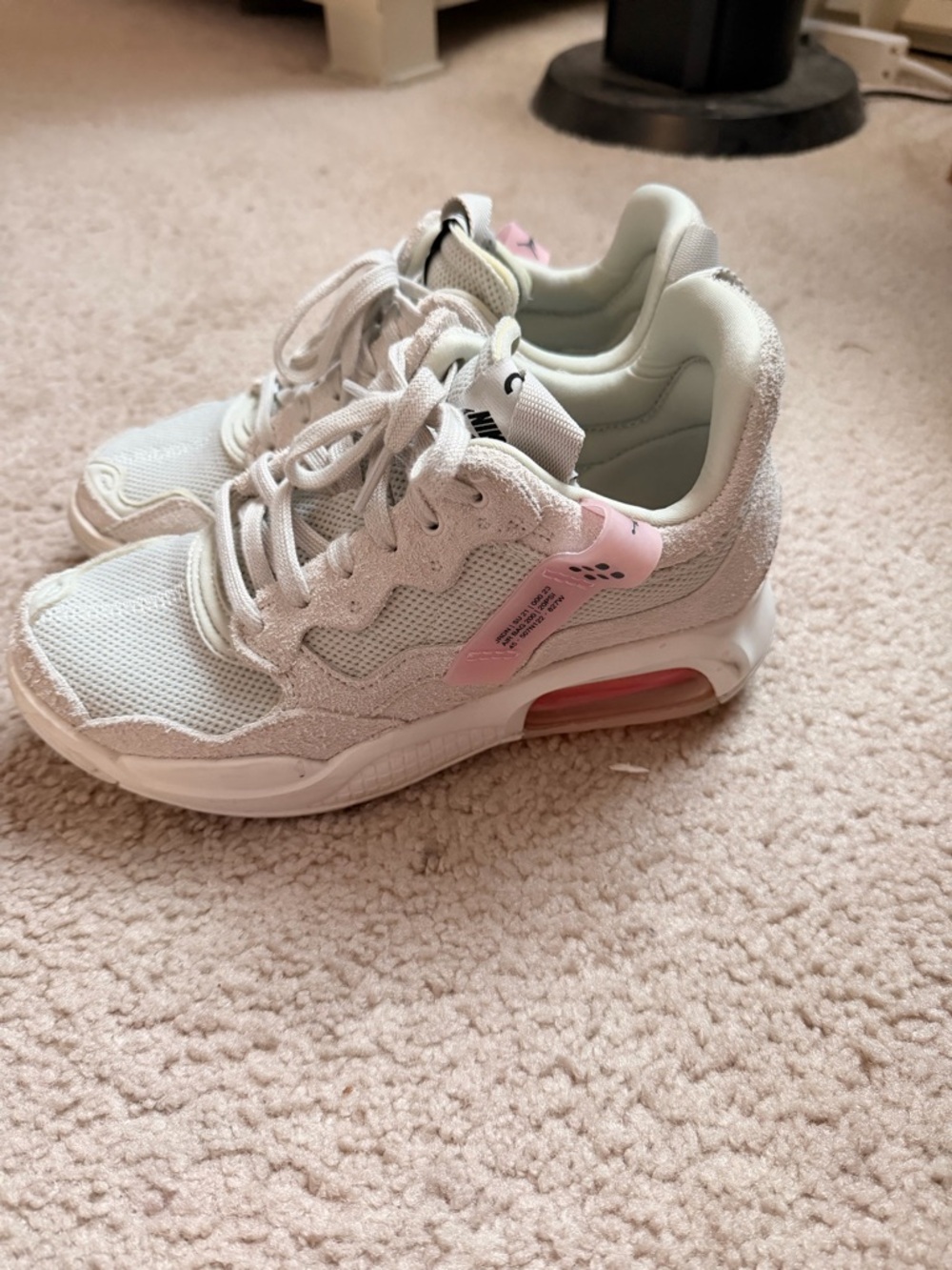 Jordan Women's White and Pink Sneakers